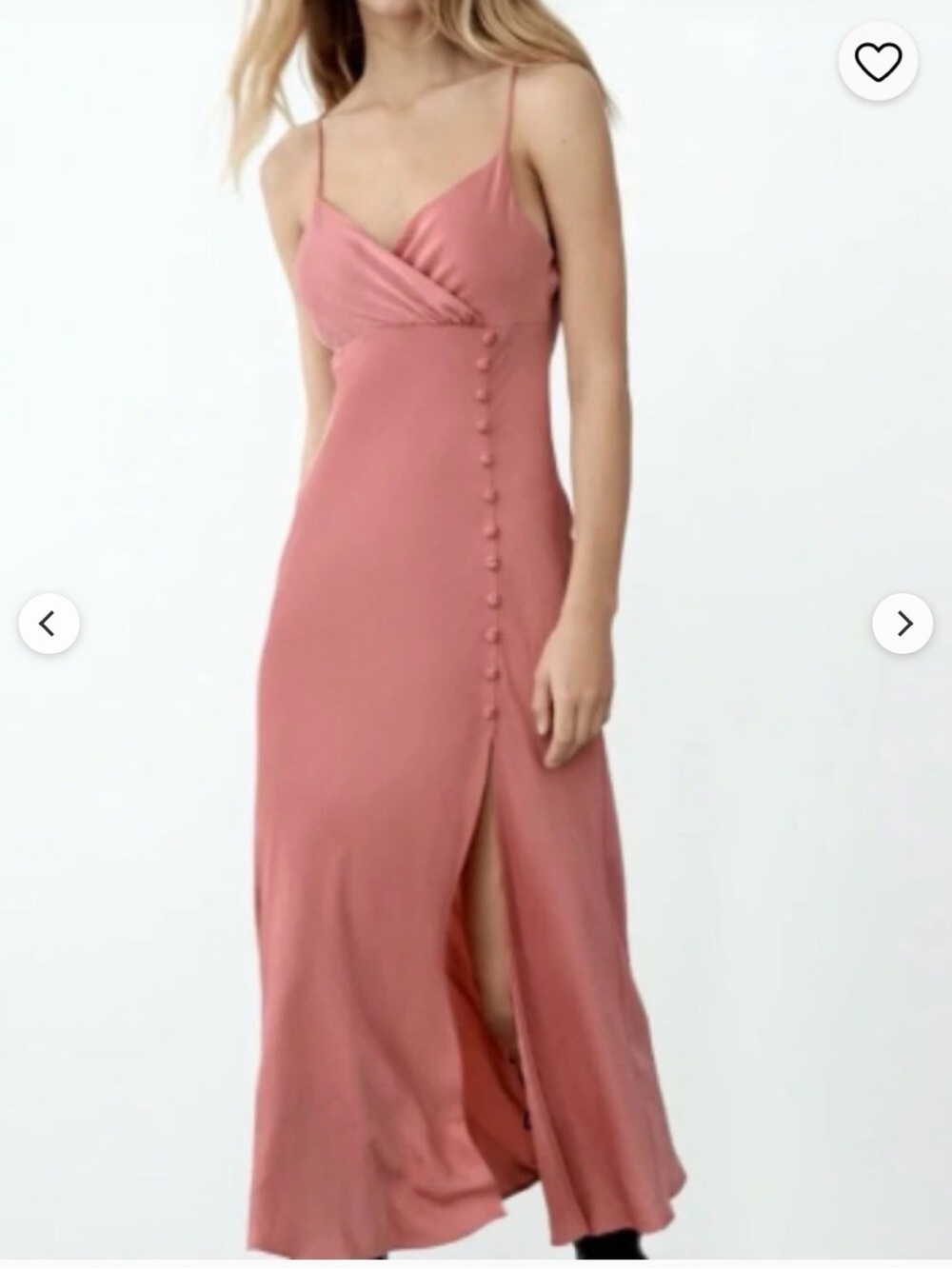 Zara Dusty Rose Sleeveless Maxi Dress with Button Detail